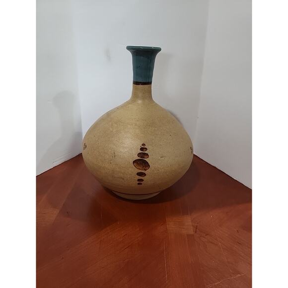 Vintage Vase Tonala Sandstone Mexican Folk Art 11"x8" Pottery Signed - Picture 5 of 10